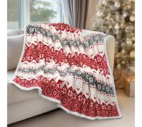 Manta navide?a premium PAVILIA de sherpa | Manta navide?a de microfibra reversible, c?lida y acogedora, de felpa polar, 50 x 60