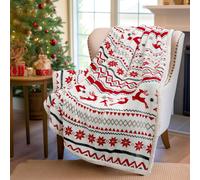 Manta navide?a premium PAVILIA de sherpa | Regalo de decoraci?n navide?a, c?lida, acogedora, reversible, de microfibra | Color blanco