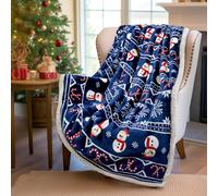 Manta navide?a premium PAVILIA de sherpa | Regalo navide?o de felpa polar, c?lida, acogedora y reversible, de microfibra | Azul Chr