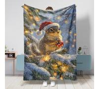 Manta navideña de ardilla, colorida manta de forro polar para noches acogedoras de invierno, divertida decoración festiva para sofá, camping, viajes, todas las estaciones, 50 x 60 pulgadas