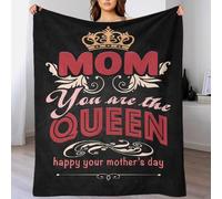 Manta navideña de Forro Polar Mamá, Eres la Reina, cálida y Personalizada, para sofá o Cama, para tu Pareja, Esposo, Esposa, Mujer y Hombre, 150 x 200 cm.