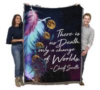 Manta ""No hay muerte, solo un cambio de mundos"" de Pure Country Weavers, Sky Chief Seattle - Tapiz de algod n para condolencias y duelo - Hecho e
