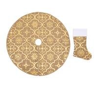 Manta para árbol de Navidad con calcetín amarillo de lujo, 122 cm, decoración festiva para árbol de Navidad, tela de alta calidad, adecuada para cualquier estilo