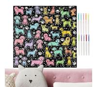 Manta para colorear, 57 x 47 pulgadas divertida gato perro lavable | Manta para colorear DIY con 24 rotuladores de colores, tu mejor opción para adultos, dormitorio de hotel en granja para bambú