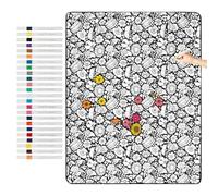 Manta para colorear DIY | 150 x 115 cm reutilizable - con 24 marcadores para colorear tu propia manta, para adultos y niños, manualidades, viajes, coche, sofá, cama, siesta, pintura nocturna