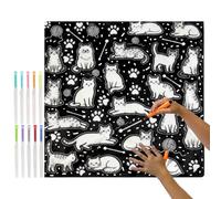 Manta para colorear DIY - 57 x 47 pulgadas gato perro lavable - Manta de dibujos animados para sofá, para sala de estar, dormitorio, sofá, cama, oficina, granja, hotel, dormitorio
