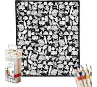 Manta para colorear DIY con 24 marcadores de colores, manta con patrón de personalización creativa, pintura única, decoración artística, regalo, tiro de sofá lavable C