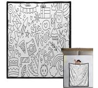 Manta para colorear para adultos, decoración del hogar con temática de cumpleaños, manta para colorear con marcadores, para familiares, niños, niñas, amantes del arte, sala de estar, camping, aula