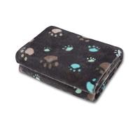 Manta para mascotas Amazon Pop, franela color coral, para perros y gatos, con estampado de huellas de patas grises, 76*52.