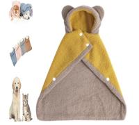 Manta para mascotas, bonita capa de franela suave y gruesa para perro, cálida y cálida para paseos al aire libre, forro polar coral cálido y acogedor para perros con capa de capucha (café amarillo, S)