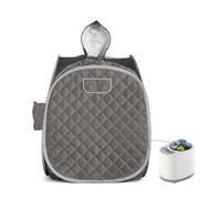 Manta para sauna, Kit de sauna portátil for una persona cuerpo completo en casa, tienda campaña con sombrero spa, incluye izador 2 litros control remoto(Gray-border)