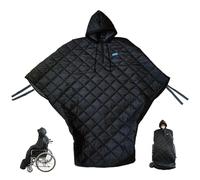 Manta para silla de ruedas, cálida tela con forro polar, poncho con capucha para silla de ruedas, resistente al viento e impermeable, funda de cuerpo completo para adultos, hombres y mujeres-
