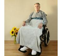Manta para silla de ruedas con arnés antideslizante ajustable, forro polar de franela, se convierte en bufanda y poncho, funda ligera y cálida para ancianos y adultos, cuidado diario, color caqui