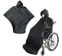 Manta para Silla de Ruedas con Capucha Impermeable, Antiviento y Acolchada con Forro Polar Caliente para Protección Completa, Ideal para Adultos Mayores, Hombres y Mujeres, Interior y Exterior(175cm+)