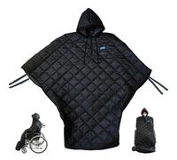 Manta para silla de ruedas Poncho para silla de ruedas con capucha de tela con forro polar cálido Cubierta de cuerpo completo resistente al viento e impermeable para adultos, hombres y mujeres co-