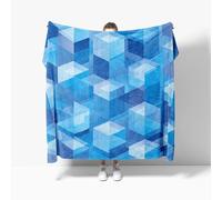 Manta para Sofa Cama de Franela Esponjoso 100x130 cm GeometríA del Espacio SóLido Manta Polar de Microfibre Transpirable Cálida, Azul Suave y Acogedora Frazada de Regalo para Mujer y Infantil