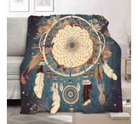 Manta para Sofa Cama de Franela Esponjoso 130x150 cm AtrapasueñOs Bohemio Manta Polar de Microfibre Transpirable Cálida, Azul Suave y Acogedora Frazada de Regalo para Mujer y Infantil