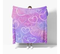 Manta para Sofa Cama de Franela Esponjoso 70x100 cm Tema de CorazóN RomáNtico Manta Polar de Microfibre Transpirable Cálida, Rosa Suave y Acogedora Frazada de Regalo para Mujer y Infantil