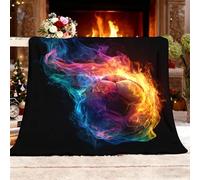 Manta para sofá Cama Todas Las Estaciones 100x130 cm FúTbol De Llamas DináMicas Cálida, Transpirable y Suave; Antiestática,Polar Viajes Negro Resistente al Color y sin Pelusas Manta Regalo