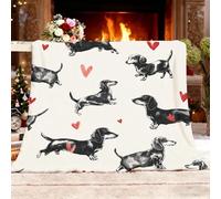 Manta para sofá Cama Todas Las Estaciones 130x150 cm Lindo Animal Perro Salchicha Cálida, Transpirable y Suave; Antiestática,Polar Viajes Beige Resistente al Color y sin Pelusas Manta Regalo