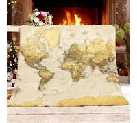 Manta para sofá Cama Todas Las Estaciones 140x180 cm Mapa Mundial De NavegacióN Cálida, Transpirable y Suave; Antiestática,Polar Viajes MarróN Resistente al Color y sin Pelusas Manta Regalo