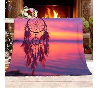 Manta para sofá Cama Todas Las Estaciones 140x180 cm Paisaje RomáNtico De AtrapasueñOs Cálida, Transpirable y Suave; Antiestática,Polar Viajes PúRpura Resistente al Color y sin Pelusas Manta Regalo