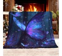 Manta para sofá Cama Todas Las Estaciones 180x200 cm Cuentos De Hadas Bosques Mariposas. Cálida, Transpirable y Suave; Antiestática,Polar Viajes PúRpura Resistente al Color y sin Pelusas Manta Regalo