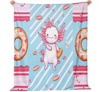 Manta para Sofá, Manta para Cama Suave, Dona de salamandra Dulce Franela Polar Cálida con Rosa Azul Acogedora y Ligera para Todas Estaciones 150 x 100 cm