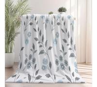 Manta para Sofá, Manta para Cama Suave, Pastoral de Flores pequeñas Frescas Franela Polar Cálida con Azul Claro Gris Acogedora y Ligera para Todas Estaciones 150 x 100 cm