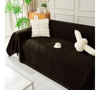 Manta para sofá nórdica de chenilla en color liso, antideslizante y resistente a los arañazos de los gatos. Funda protectora para sofá en forma de L con borlas. (Size:180x260cm,Color:Café oscuro)
