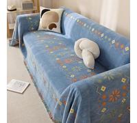 Manta para sofá y sillón, borlas tejidas de color beige suave, versátil, perfecta para sofás y mucho más