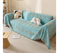 Manta para sofá y sillón, borlas tejidas de color beige suave, versátil, perfecta para sofás y mucho más