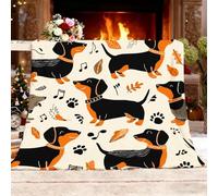 Manta PatróN de Perro Salchicha de Dibujos Animados Manta de sofá de Viaje, Cobija refrescante Transpirable, Batamanta Mujer, Suave y cómoda de sofá MarróN, para otoño e Invierno XL 130x150 cm
