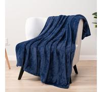 Manta PAVILIA azul marino para sofα cama, suave forro polar para sofα o sillσn, con textura de gofre, acogedora, cαlida y ligera, para todas las