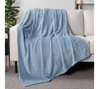 Manta PAVILIA azul polvoriento para sof? cama, manta de vell?n suave para sof? o silla, manta con textura de gofre difusa, acogedora, c?lida y ligera