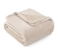 Manta PAVILIA beige crema para sof cama individual, suave forro polar para sof o silla, con textura de gofre, acogedora, c lida y ligera, para