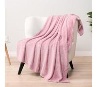 Manta PAVILIA rosa claro para sofα cama, suave forro polar para sofα o sillσn, con textura de gofre, acogedora, cαlida y ligera, para todas las e