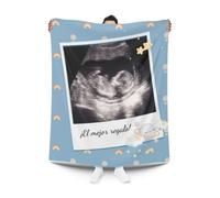 Manta Personalizada con ecografía de bebé. Manta 70x120 cm. | E&B PORRAS (Azul)