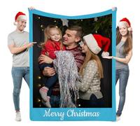 Manta personalizada de Navidad con texto de fotos, manta con imagen personalizada con mis propias fotos, madres conmemorativas personalizadas para mamá, papá, familia, amigos, 1 collage de fotos