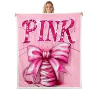 Manta polar con estampado de bowknot para niños, pajarita rosa arte graffiti manta para adultos, brillante, patrón de estrellas, poliéster ligero, manta de sherpa, tamaño Queen