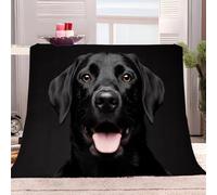 Manta polar de 180x220 cm con diseño de animales Labrador negro para niños