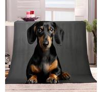 Manta polar de 180x220 cm con diseño de perro salchicha gris para niños y