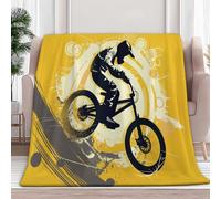 Manta Polar Súper Suave y Cálida Manta Sofa 280 gsm Cartel De Ciclismo De Bicicletas Mantas para Cama 220x240 cm, Amarillo Versátil Mantas para Dormitorio Sofá Viaje Coche Camping