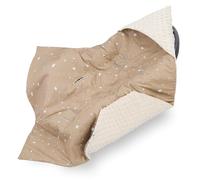 Manta porteo saco para silla de coche paseo capazo y carro verano 90x90 cm - universal arrullo cobertor cochecito para niños y niñas lavable y transpirable Minky Oeko-Tex Beige con Estrellas Blancas