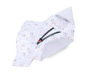 Manta porteo saco para silla de coche paseo capazo y carro verano 90x90 cm - universal arrullo cobertor cochecito para niños y niñas lavable y transpirable Minky Oeko-Tex Búho Gris Claro