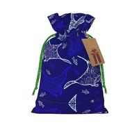 Manta Ray And Fish - Bolsa de Navidad con estampado de rayas y peces, saco de regalo de Navidad para decoración de temporada
