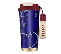 Manta Ray and Fish - Botella de agua con tapa con pajilla, acero inoxidable, boca ancha, aislada, a prueba de fugas, para mujer, color rojo