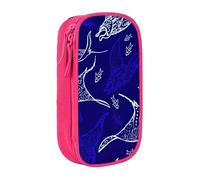 Manta Ray and Fish - Estuche práctico con múltiples compartimentos, para oficina, viajes, escuela, arte, suministros diarios, Pink, Talla única, Bolsillo para el paquete