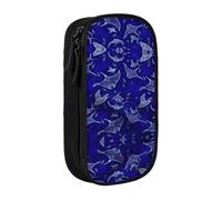 Manta Ray and Fish - Estuche práctico con múltiples compartimentos, para oficina, viajes, escuela, arte, suministros diarios, Black, Talla única, Bolsillo para el paquete