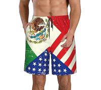 Manta Ray and Fish - Pantalones cortos de verano para hombre, estilo casual, ajuste clásico, con cordón ajustable, 3 bolsillos, bandera mexicana americana, Large